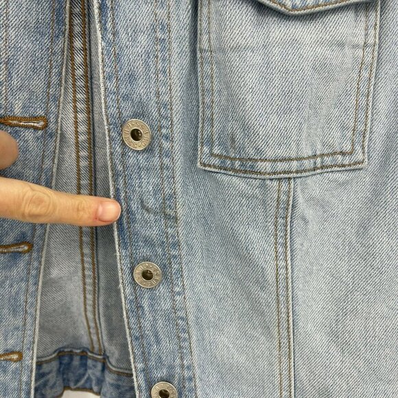 Guess Vintage 80s Denim Jean Jacket Tribal Embroidered Trim USA Made - Picture 11 of 12